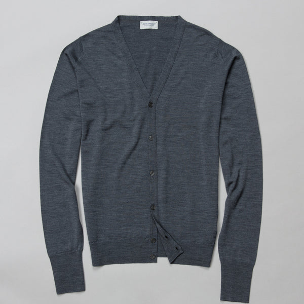 JOHN SMEDLEY-BRYN MERINO WOOL CARDIGAN CHARCOAL-Supply & Advise