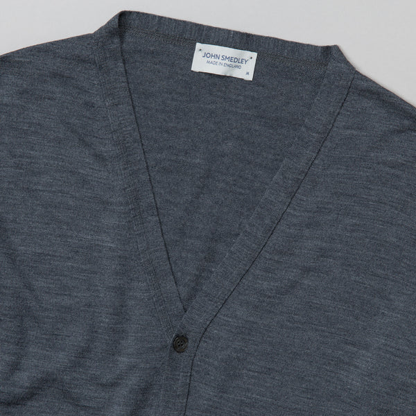 JOHN SMEDLEY-BRYN MERINO WOOL CARDIGAN CHARCOAL-Supply & Advise