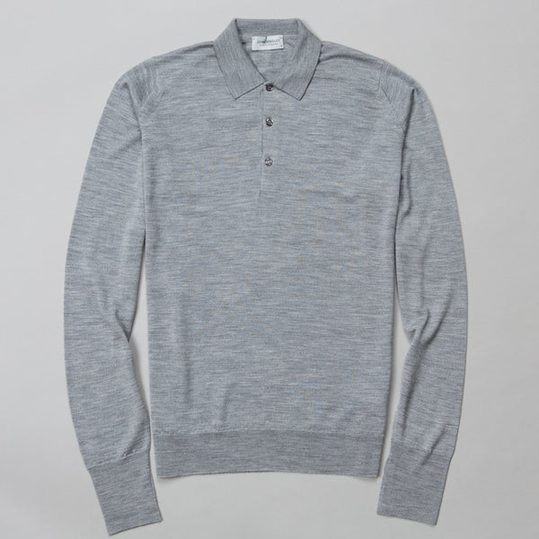 JOHN SMEDLEY-COTSWOLD MERINO WOOL POLO SILVER-Supply & Advise