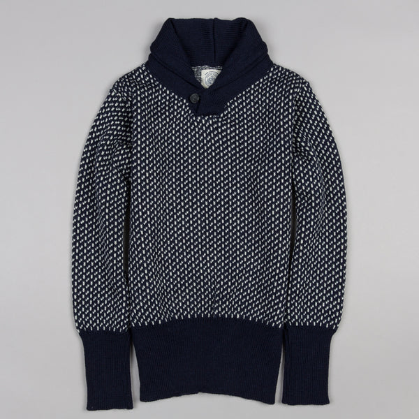 NORTH SEA CLOTHING-EXPLORER SHAWL COLLAR SWEATER NAVY/ECRU-Supply & Advise