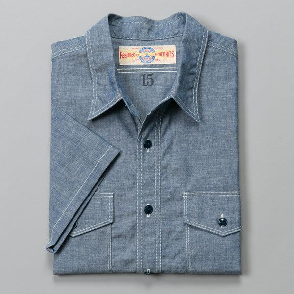 THE REAL McCOY'S-USN SHORT SLEEVE CHAMBRAY SHIRT BLUE-Supply & Advise