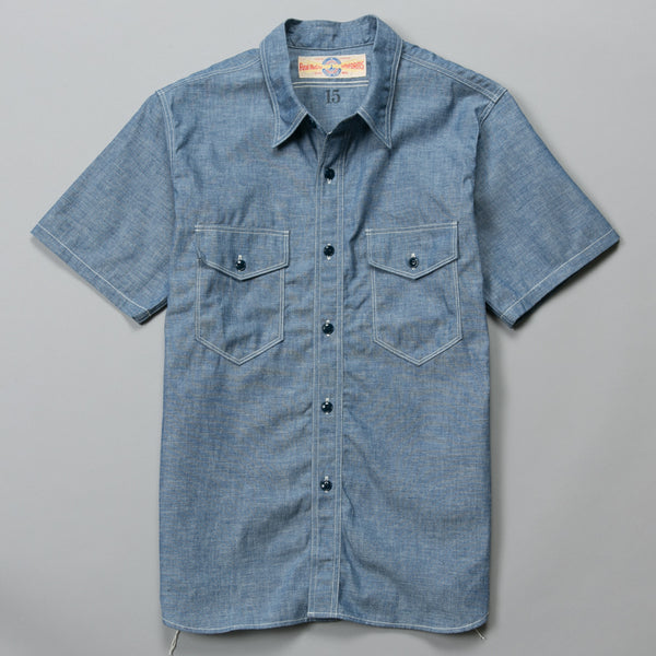 THE REAL McCOY'S-USN SHORT SLEEVE CHAMBRAY SHIRT BLUE-Supply & Advise